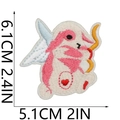 Detailed view of pink rabbit embroidery patch with dimensions 6.1cm by 5.1cm - Blue Wing Rabbit (S30HXZ-078-16)