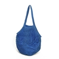 Summer blue mesh shopping tote bag with matching inner lining and wide shoulder strap - Blue