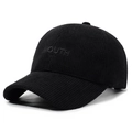Classic black baseball cap with 3D MOUTH embroidery and textured knit fabric finish - Adjustable / MOUTH Letter Embroidery / Black with Black Embroidery