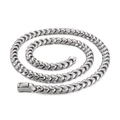 Polished silver stainless steel cuban link chain necklace with dragon bone design on white - 60CM / Silver