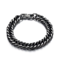 Mens vintage gun black stainless steel Cuban chain bracelet with square buckle - Vintage-colored Bracelet (8mm)