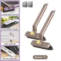 Brown 2-pack V-shaped crevice brushes with scraper end and adhesive hooks for bathroom - 2-Pack + 2 Hooks / Coffee