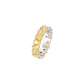 Silver ring with heart-cut yellow zircons in a full eternity band design for women - Platinum - Yellow Zirconia
