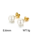 Classic 6mm pearl stud earrings with 18k gold plated titanium steel finish for women - 10mm / Style A Gold Color (KE41004-Z)