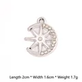 Silver star and moon snowflake pendant with rhinestones measuring 2cm by 1.6cm - Silver Moon Star