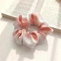 Pink and white plaid oversized scrunchie hair tie with soft fabric texture - JK Vitality Pink