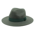 Cappello panama in paglia verde scuro con nastro coordinato e tesa larga per il sole - Stile Nastro / Verde Scuro