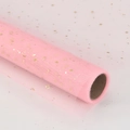 Pink mesh flower wrap roll with gold foil star and moon patterns for floral bouquet packaging - 50cm*5 Yards/Roll / Girl Pink