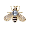 Exquisite gold alloy bee brooch with grey pearl and sparkling rhinestone wings - Gold/Grey Pearl