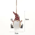 Wooden Christmas gnome pendant with red heart polka dot hat and white faux fur beard - Hanging Ornament No. 3