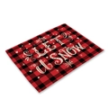Red and black buffalo plaid Christmas placemat with Let It Snow text and white snowflakes - Red Black Plaid Let it Snow