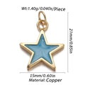 Y2K style small blue star pendant charm in copper with golden frame for DIY jewelry - CX147-01 (Blue Enamel Star Pendant)