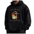 Schwarzes Kapuzen-Sweatshirt mit Fall for Jesus Grafikdruck und vorderer Tasche - S / Fall for Jesus Druck / Schwarz