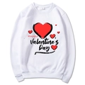 Felpa bianca a girocollo con cuori rossi e scritta Happy Valentine's Day - S / Testo di San Valentino (311) / Bianco