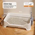 Dog litter box with stainless steel mesh tray and scoop, size 51x33x36cm in white - 15mm Grid / White