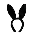Plush bunny ear headband in classic black soft fabric for holiday costume and party wear - All Black Rabbit