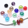 Faceted large hole crystal glass beads in multiple colors for DIY jewelry making - 8*14MM Silver Tube / Multicolor
