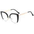 Gafas de media montura cat-eye en negro y oro con cristales protectores de luz azul - Negro Brillante