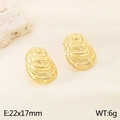 Minimalist golden geometric stainless steel earrings with wavy relief texture design - Style E-Wave Texture (KE113742-KFC)