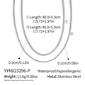 Detailed dimension guide for silver double-layer snake and twist chain necklaces - Silver Double Layer Chain (YYN023296-P)