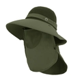 Outdoor Sonnenhut in Armeegrün mit abnehmbarer Gesichtsmaske und Nackenschutz - Armeegrün