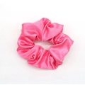 Elegant rose red satin silk scrunchie with soft fabric pleats for French style hair accessories - Rose Red