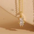 Pendentif ballerine en laiton plaqué or 14K orné de zircons cubiques brillants - Style Or 1 (XL2473)