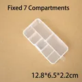 Transparent 7-compartment PP plastic organizer box 12.8x6.5x2.2cm for small accessories - Fixed 7 Compartments/12.8x6.5x2.2cm