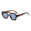 Retro geometric sunglasses with tortoise frame and dark blue lenses in double-bridge style - Hawksbill Frame Blue Lens C5