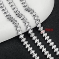 6mm stainless steel smiley face chain necklace in bright silver finish for women - Smile Oval Link-6mm