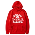 Roter Herren Hoodie mit weißem Fantasy Football Season Grafikdruck und Kapuze - S / Oberteile / Rot