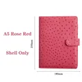 A5 rose red macaron binder cover with ostrich leather texture and buckle closure - A5 Rose Red (Cover Only)