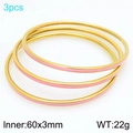 Set of 3 stackable 60mm pink enamel and gold stainless steel bangles for women - Pink Gold
