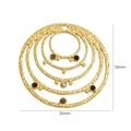 Bohemian style 14K gold stainless steel 35mm textured hoop earrings with inlaid gemstones - Black