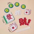 Set decorativo per torta Mahjong con caratteri portafortuna rossi e verdi per compleanno - Mano Vincente Mahjong EVA