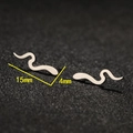 Polished stainless steel snake-shaped earrings, minimalist wave design size 15mm x 4mm - 674 Steel (Snake Wave)