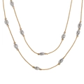 Two-layer 18K gold plated necklace with silver irregular beads on minimalist chain - Double Layer Irregular Bead Necklace-Two Tone