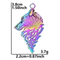 Detailed dimensions of the hollow wolf head pendant featuring a vibrant aurora rainbow finish - Pendant / Rainbow