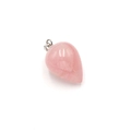 Polished pink rose quartz water drop pendant necklace with silver metal clasp - Rose Quartz