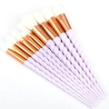 Set di 10 pennelli trucco unicorno lavanda con setole bianche e ghiera oro rosa - Set da 10 Pezzi / Capelli Bianchi Tubo d'Oro