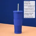Gobelet mat bleu Klein en acier inoxydable 830ml avec manchon en silicone et paille - Bleu Klein (830ml) Avec Paille