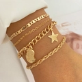 Ensemble de bracelets vintage dorés multicouches avec breloques étoile et visage - HS596-23 Or Étoile Visage Ensemble 4pcs