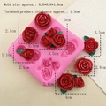 Pink silicone rose flower mold with various sizes for fondant and chocolate baking - #6834 Multi-Size Rose