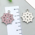 Rosa Schneeflocke Legierung Anhänger mit Emaille für DIY Schmuckherstellung 25mm - Lila Schneeflocke 18x21mm