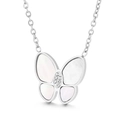 Elegante collar de mariposa con incrustación de nácar blanco y detalles de diamantes - Color Acero (KN229142-GC)