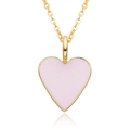 Fashionable 14K gold plated heart pendant necklace with soft pink enamel inlay - Light Pink (A139)