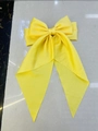 Large bright yellow satin bow hair clip accessory with elegant long ribbons for women - Light Yellow