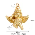Golden brass cupid angel charm pendant for DIY necklaces and bracelets, 19mm size - Cupid / Gold