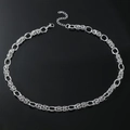 Men's hip hop multi-link silver stainless steel chain necklace with lobster clasp - Necklace (60cm)