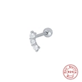 S925 sterling silver curved triple diamond stud earrings with screw back closure - Style 14 (Single) - Three Stones Curved